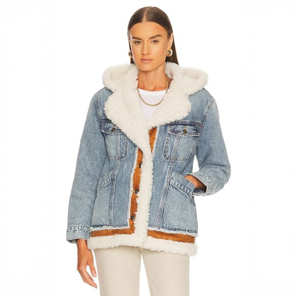 Free People Magnolia Cozy Denim Jacket At It Again Size XS NEW NWT